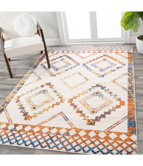 MOROCCAN HYPE Area Rug Amir Moroccan Beni Souk Ivory/Blue/Orange 8 ft. x 10 ft. Area Rug