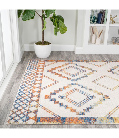MOROCCAN HYPE Area Rug Amir Moroccan Beni Souk Ivory/Blue/Orange 8 ft. x 10 ft. Area Rug
