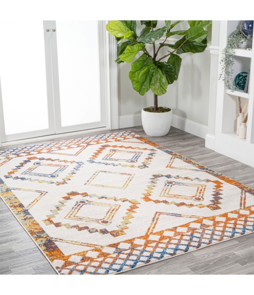 MOROCCAN HYPE Area Rug Amir Moroccan Beni Souk Ivory/Blue/Orange 8 ft. x 10 ft. Area Rug