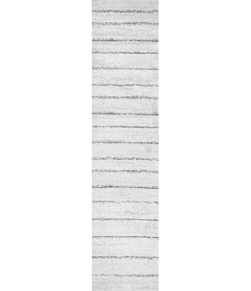 MOROCCAN HYPE Area Rug Williamsburg Minimalist Stripe Cream/Gray 2 ft. x 8 ft. Runner Rug