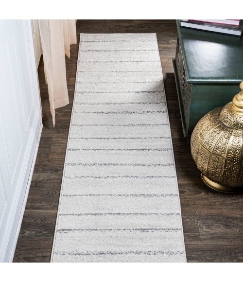 MOROCCAN HYPE Area Rug Williamsburg Minimalist Stripe Cream/Gray 2 ft. x 8 ft. Runner Rug