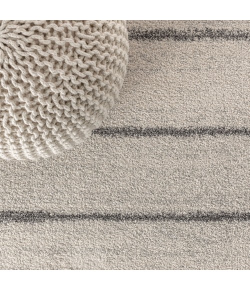 MOROCCAN HYPE Area Rug Williamsburg Minimalist Stripe Cream/Gray 4 ft. x 6 ft. Area Rug