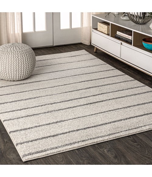 MOROCCAN HYPE Area Rug Williamsburg Minimalist Stripe Cream/Gray 4 ft. x 6 ft. Area Rug