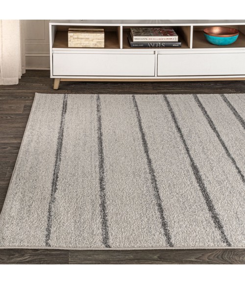 MOROCCAN HYPE Area Rug Williamsburg Minimalist Stripe Cream/Gray 4 ft. x 6 ft. Area Rug