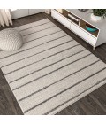 MOROCCAN HYPE Area Rug Williamsburg Minimalist Stripe Cream/Gray 4 ft. x 6 ft. Area Rug