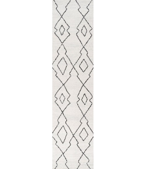 MOROCCAN HYPE Area Rug Alia Moroccan Beni Souk Cream/Black 2 ft. x 8 ft. Runner Rug