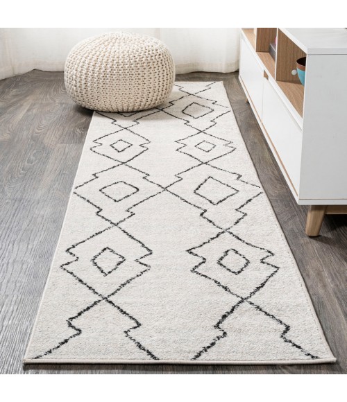 MOROCCAN HYPE Area Rug Alia Moroccan Beni Souk Cream/Black 2 ft. x 8 ft. Runner Rug