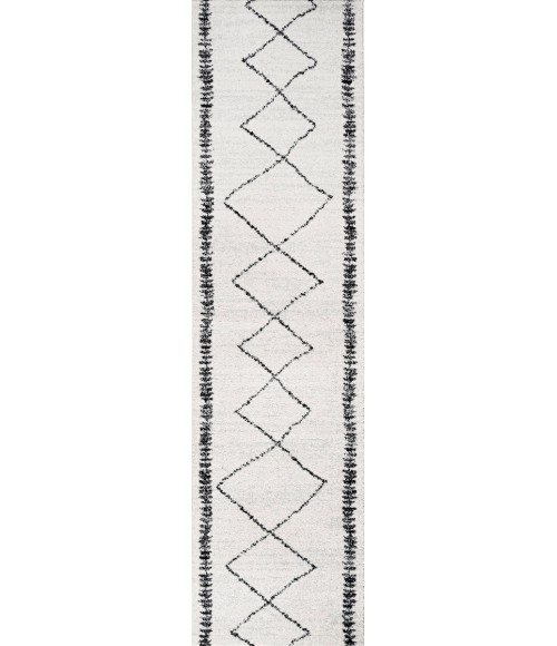 MOROCCAN HYPE Area Rug Zaina Moroccan Beni Souk Cream/Black 2 ft. x 8 ft. Runner Rug