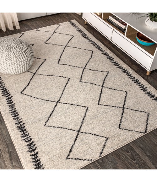 MOROCCAN HYPE Area Rug Zaina Moroccan Beni Souk Cream/Black 4 ft. x 6 ft. Area Rug