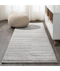 MOROCCAN HYPE Area Rug Lyla Offset Stripe Gray/Cream 2 ft. x 8 ft. Runner Rug