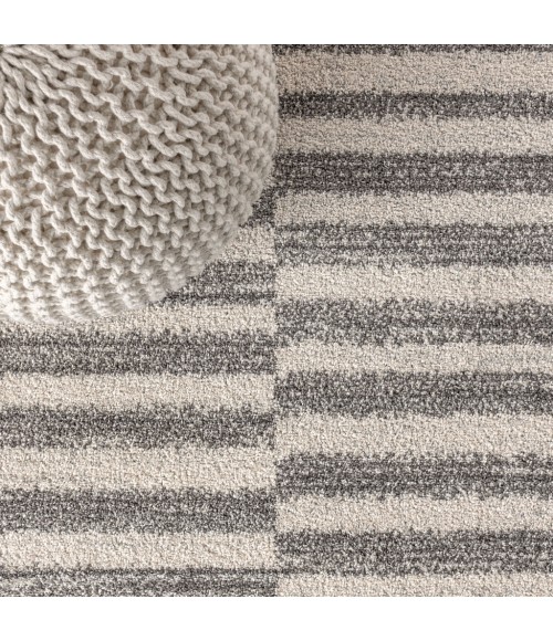 MOROCCAN HYPE Area Rug Lyla Offset Stripe Gray/Cream 8 ft. x 10 ft. Area Rug