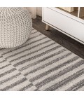 MOROCCAN HYPE Area Rug Lyla Offset Stripe Gray/Cream 8 ft. x 10 ft. Area Rug
