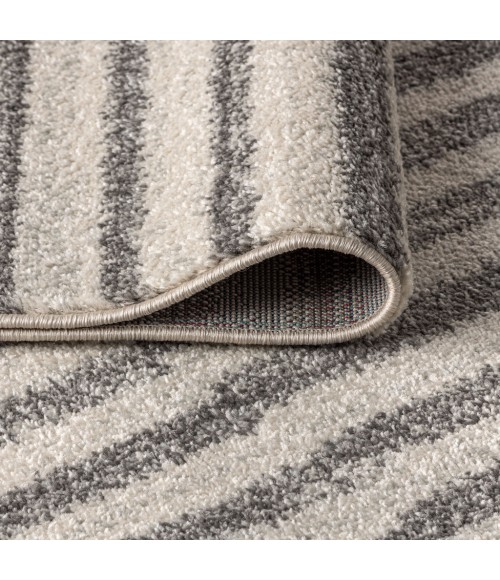 MOROCCAN HYPE Area Rug Lyla Offset Stripe Gray/Cream 8 ft. x 10 ft. Area Rug