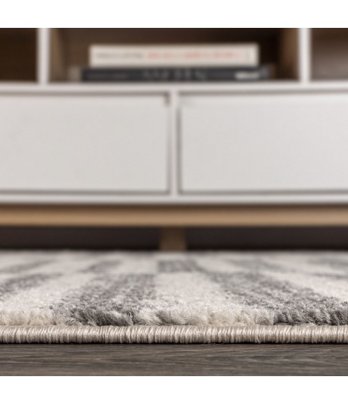 MOROCCAN HYPE Area Rug Lyla Offset Stripe Gray/Cream 2 ft. x 8 ft. Runner Rug