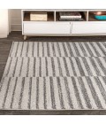 MOROCCAN HYPE Area Rug Lyla Offset Stripe Gray/Cream 8 ft. x 10 ft. Area Rug