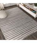MOROCCAN HYPE Area Rug Lyla Offset Stripe Gray/Cream 8 ft. x 10 ft. Area Rug