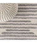 MOROCCAN HYPE Area Rug Aya Berber Stripe Geometric Cream/Gray 4 ft. x 6 ft. Area Rug