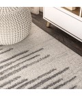 MOROCCAN HYPE Area Rug Aya Berber Stripe Geometric Cream/Gray 4 ft. x 6 ft. Area Rug