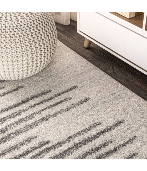 MOROCCAN HYPE Area Rug Aya Berber Stripe Geometric Cream/Gray 4 ft. x 6 ft. Area Rug