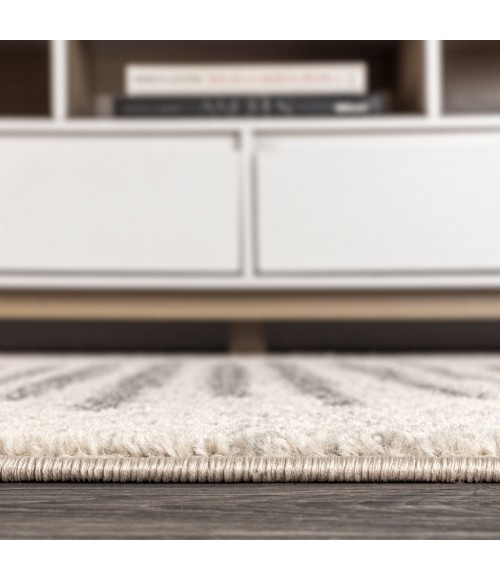 MOROCCAN HYPE Area Rug Aya Berber Stripe Geometric Cream/Gray 2 ft. x 8 ft. Runner Rug
