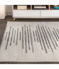 MOROCCAN HYPE Area Rug Aya Berber Stripe Geometric Cream/Gray 4 ft. x 6 ft. Area Rug
