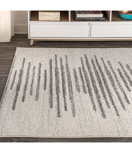 MOROCCAN HYPE Area Rug Aya Berber Stripe Geometric Cream/Gray 4 ft. x 6 ft. Area Rug