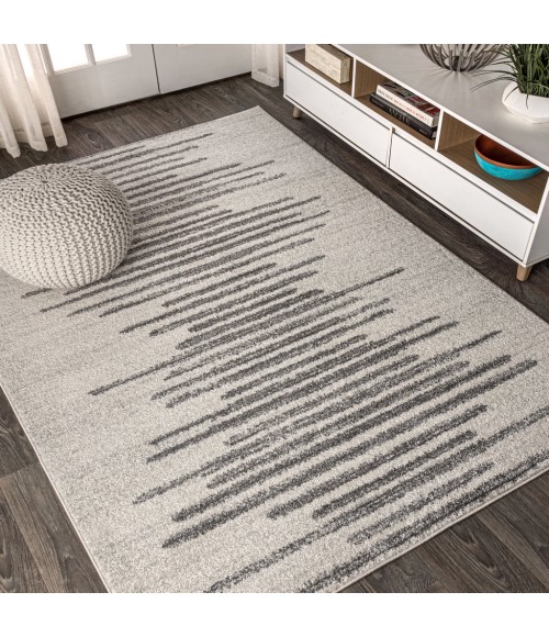 MOROCCAN HYPE Area Rug Aya Berber Stripe Geometric Cream/Gray 4 ft. x 6 ft. Area Rug