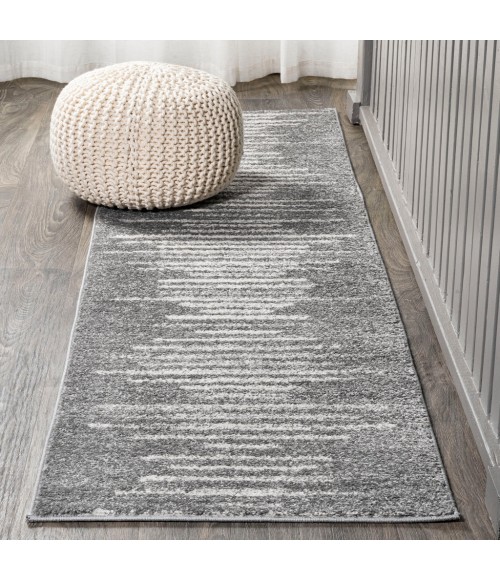 MOROCCAN HYPE Area Rug Aya Berber Stripe Geometric Gray/Cream 2 ft. x 8 ft. Runner Rug