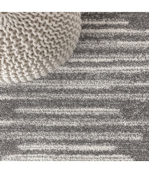 MOROCCAN HYPE Area Rug Aya Berber Stripe Geometric Gray/Cream 5 ft. x 8 ft. Area Rug