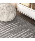 MOROCCAN HYPE Area Rug Aya Berber Stripe Geometric Gray/Cream 5 ft. x 8 ft. Area Rug