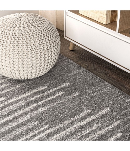MOROCCAN HYPE Area Rug Aya Berber Stripe Geometric Gray/Cream 5 ft. x 8 ft. Area Rug