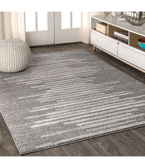 MOROCCAN HYPE Area Rug Aya Berber Stripe Geometric Gray/Cream 5 ft. x 8 ft. Area Rug