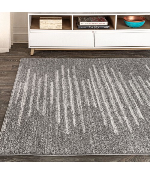MOROCCAN HYPE Area Rug Aya Berber Stripe Geometric Gray/Cream 5 ft. x 8 ft. Area Rug