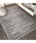 MOROCCAN HYPE Area Rug Aya Berber Stripe Geometric Gray/Cream 5 ft. x 8 ft. Area Rug