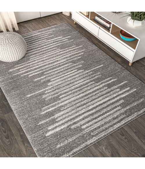MOROCCAN HYPE Area Rug Aya Berber Stripe Geometric Gray/Cream 5 ft. x 8 ft. Area Rug