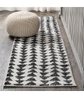 Aisha Moroccan Triangle Geometric Cream/Black 2 ft. x 8 ft. Runner Rug