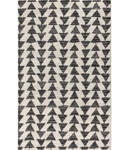 Aisha Moroccan Triangle Geometric Cream/Black 3 ft. x 5 ft. Area Rug