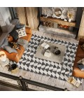 Aisha Moroccan Triangle Geometric Cream/Black 3 ft. x 5 ft. Area Rug