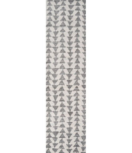 MOROCCAN HYPE Area Rug Aisha Moroccan Triangle Geometric Cream/Gray 2 ft. x 8 ft. Runner Rug