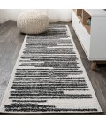 Khalil Modern Berber Stripe Cream/Black 2 ft. x 8 ft. Runner Rug