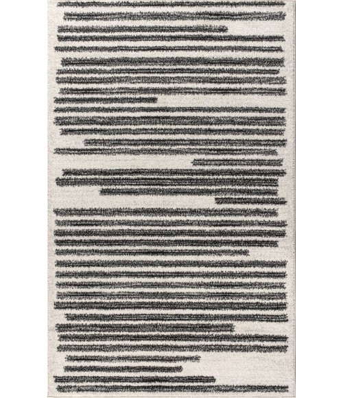 Khalil Modern Berber Stripe Cream/Black 8 ft. x 10 ft. Area Rug