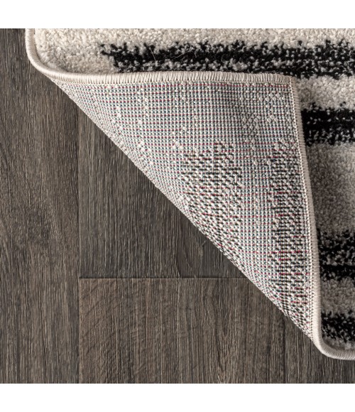 Khalil Modern Berber Stripe Cream/Black 2 ft. x 8 ft. Runner Rug