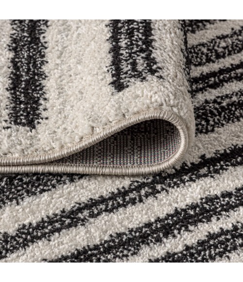 Khalil Modern Berber Stripe Cream/Black 2 ft. x 8 ft. Runner Rug