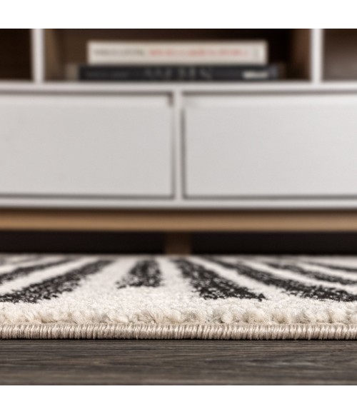 Khalil Modern Berber Stripe Cream/Black 2 ft. x 8 ft. Runner Rug