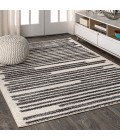 Khalil Modern Berber Stripe Cream/Black 8 ft. x 10 ft. Area Rug
