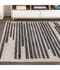 Khalil Modern Berber Stripe Cream/Black 8 ft. x 10 ft. Area Rug