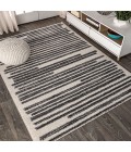 Khalil Modern Berber Stripe Cream/Black 8 ft. x 10 ft. Area Rug