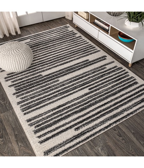 Khalil Modern Berber Stripe Cream/Black 8 ft. x 10 ft. Area Rug