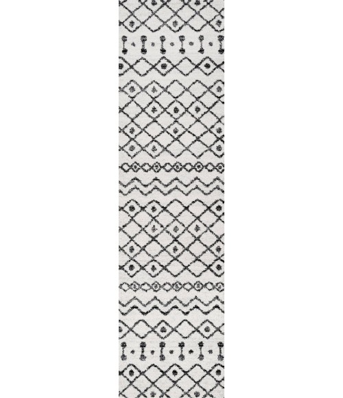 MOROCCAN HYPE Area Rug Aksil Moroccan Beni Souk Cream/Black 2 ft. x 8 ft. Runner Rug