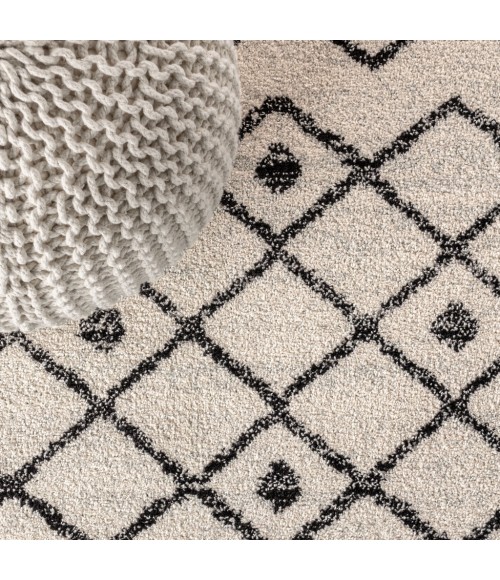 MOROCCAN HYPE Area Rug Aksil Moroccan Beni Souk Cream/Black 2 ft. x 8 ft. Runner Rug
